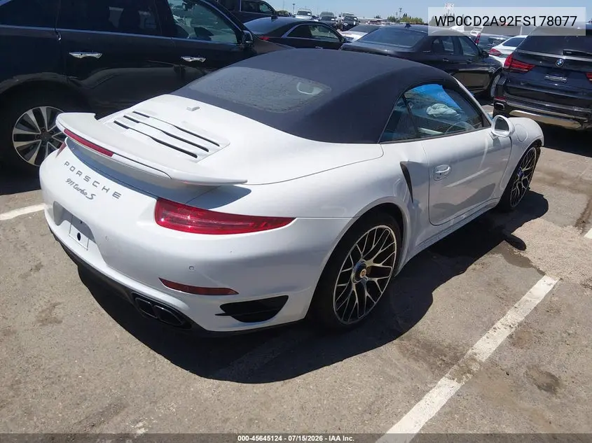2015 Porsche 911 Turbo VIN: WP0CD2A92FS178077 Lot: 45645124