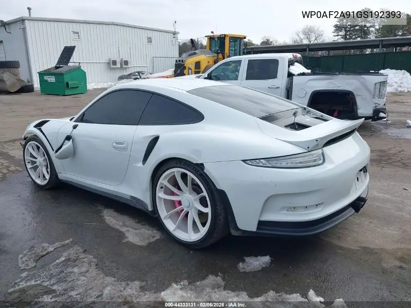 2016 Porsche 911 Gt3 Rs VIN: WP0AF2A91GS192393 Lot: 44442538