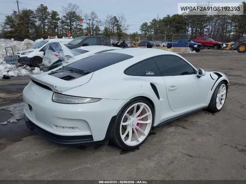 2016 Porsche 911 Gt3 Rs VIN: WP0AF2A91GS192393 Lot: 44442538