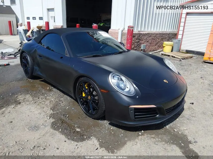 2017 Porsche 911 VIN: WP0CB2A99HS155193 Lot: 45173377