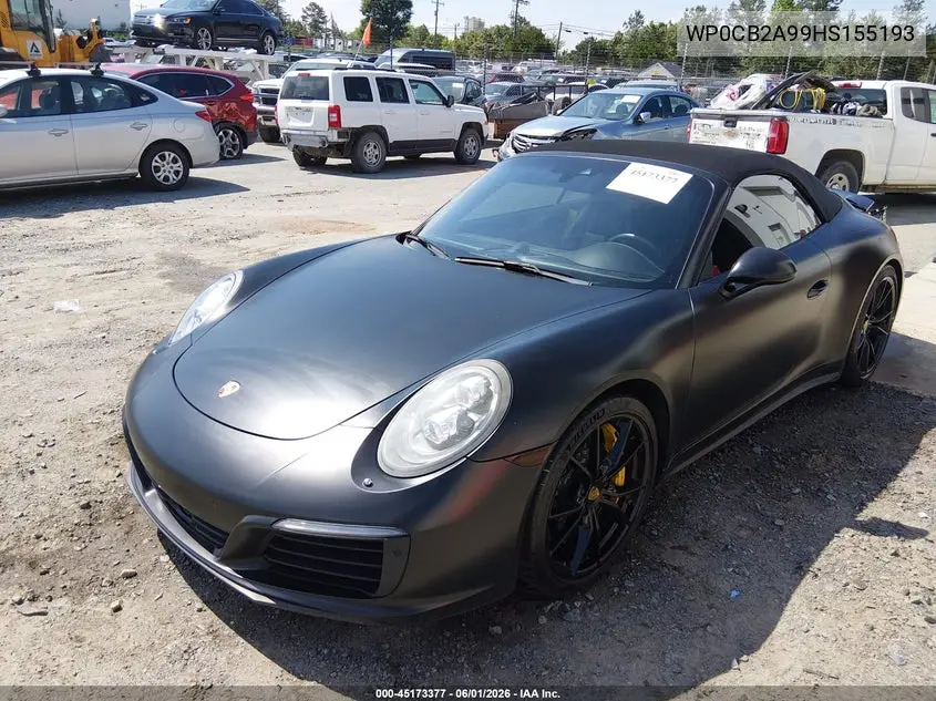 2017 Porsche 911 VIN: WP0CB2A99HS155193 Lot: 45173377