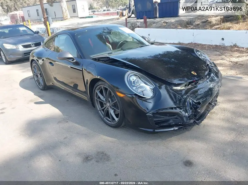 2019 Porsche 911 Carrera/Carrera 4/Carrera T VIN: WP0AA2A91KS103896 Lot: 45132717