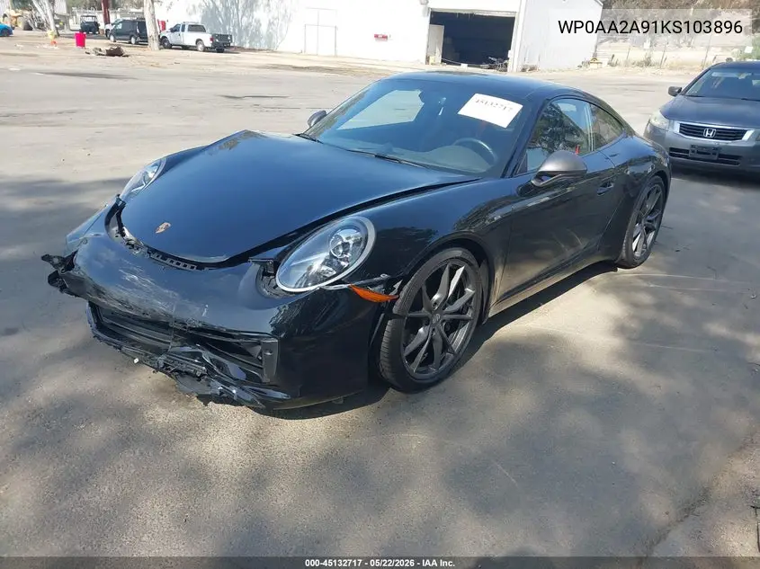 2019 Porsche 911 Carrera/Carrera 4/Carrera T VIN: WP0AA2A91KS103896 Lot: 45132717
