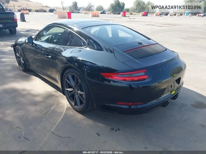 2019 Porsche 911 Carrera/Carrera 4/Carrera T VIN: WP0AA2A91KS103896 Lot: 45132717
