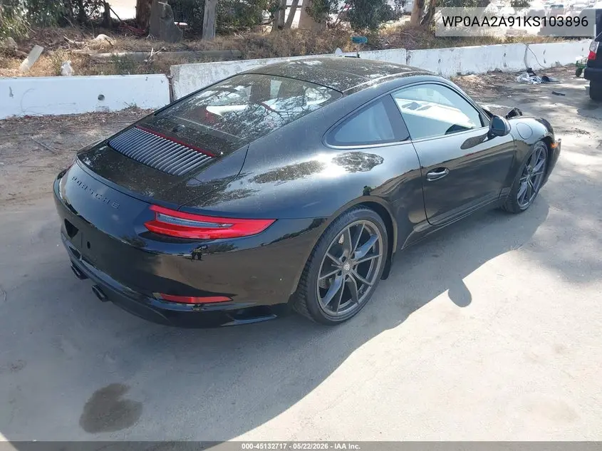 2019 Porsche 911 Carrera/Carrera 4/Carrera T VIN: WP0AA2A91KS103896 Lot: 45132717