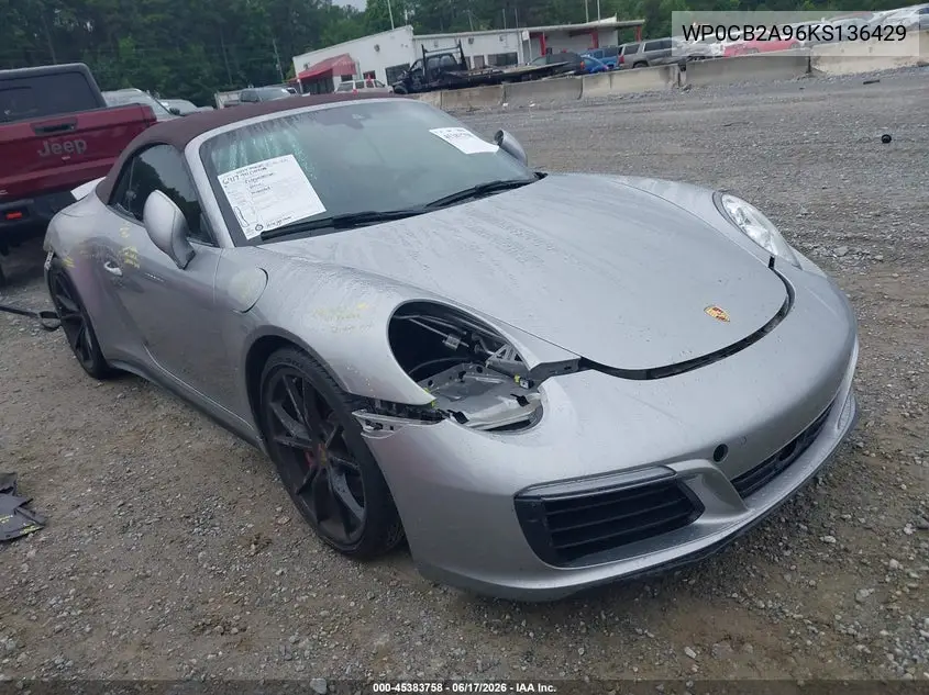 2019 Porsche 911 Carrera 4 Gts/Carrera 4S/Carrera Gts/Carrera S VIN: WP0CB2A96KS136429 Lot: 45383758