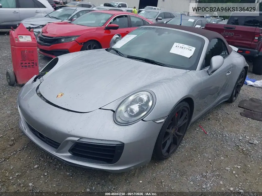 2019 Porsche 911 Carrera 4 Gts/Carrera 4S/Carrera Gts/Carrera S VIN: WP0CB2A96KS136429 Lot: 45383758