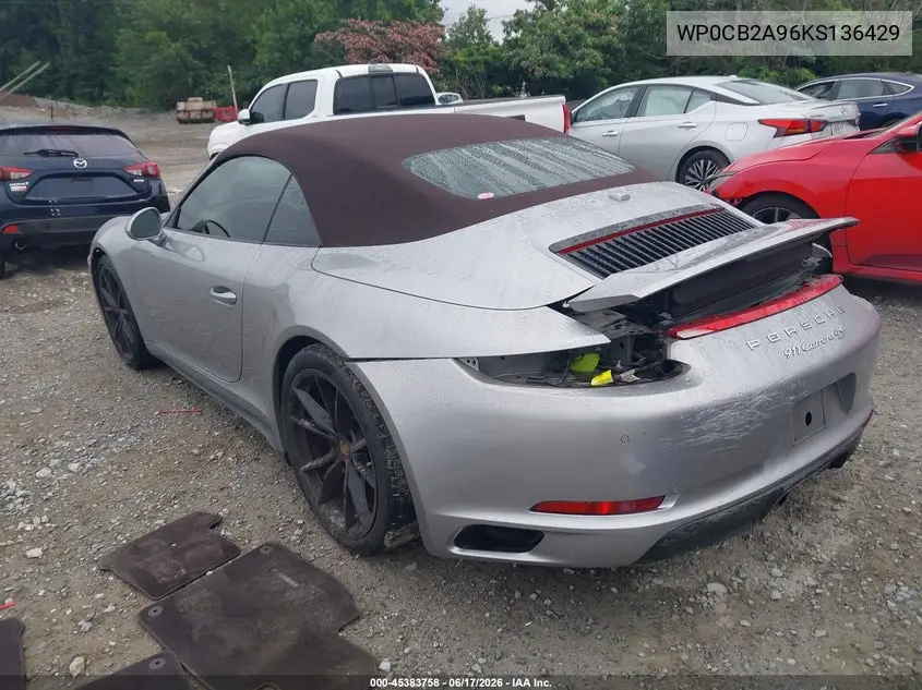2019 Porsche 911 Carrera 4 Gts/Carrera 4S/Carrera Gts/Carrera S VIN: WP0CB2A96KS136429 Lot: 45383758