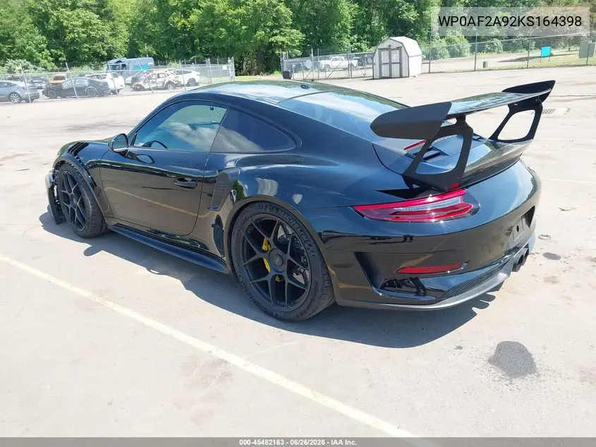 2019 Porsche 911 Gt3 Rs VIN: WP0AF2A92KS164398 Lot: 45482163