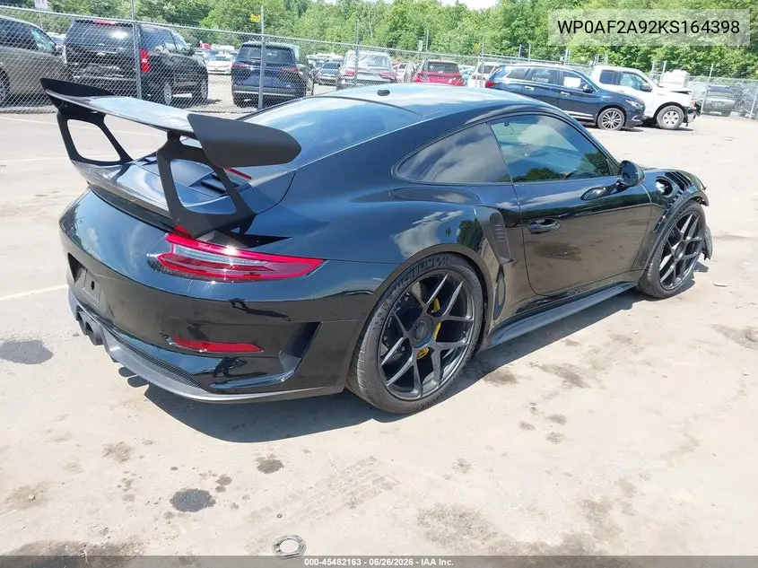 2019 Porsche 911 Gt3 Rs VIN: WP0AF2A92KS164398 Lot: 45482163