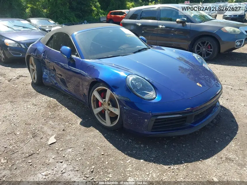 2020 Porsche 911 Carrera 4S Cabriolet VIN: WP0CB2A92LS262627 Lot: 45559359