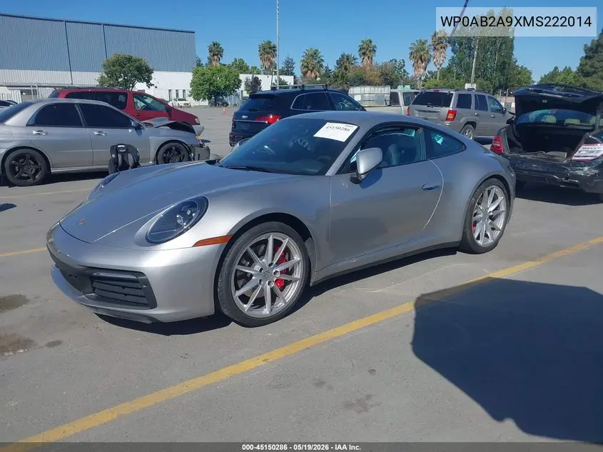 2021 Porsche 911 Carrera 4S/Carrera S VIN: WP0AB2A9XMS222014 Lot: 45150286