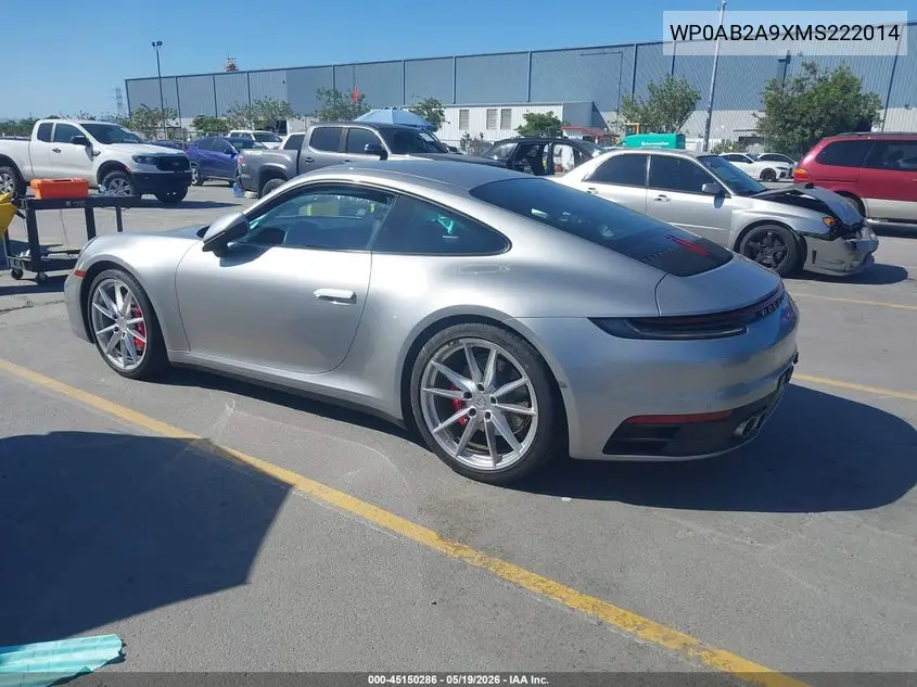 2021 Porsche 911 Carrera 4S/Carrera S VIN: WP0AB2A9XMS222014 Lot: 45150286
