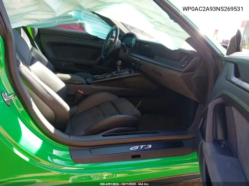 2022 Porsche 911 Gt3 VIN: WP0AC2A93NS269531 Lot: 43913634