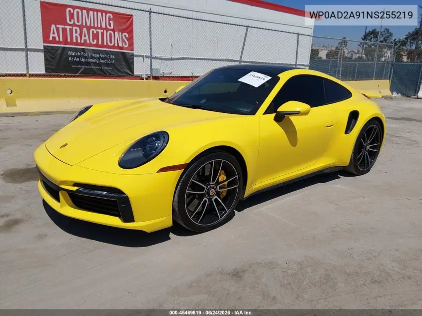 2022 Porsche 911 Turbo/Turbo S VIN: WP0AD2A91NS255219 Lot: 45469819