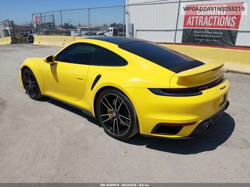 2022 Porsche 911 Turbo/Turbo S VIN: WP0AD2A91NS255219 Lot: 45469819