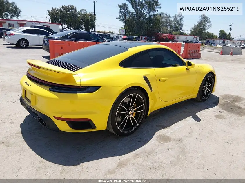 2022 Porsche 911 Turbo/Turbo S VIN: WP0AD2A91NS255219 Lot: 45469819