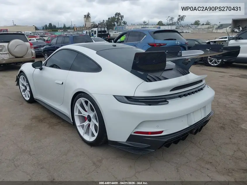 2023 Porsche 911 Gt3/Gt3 W/Touring Package VIN: WP0AC2A90PS270431 Lot: 44914409