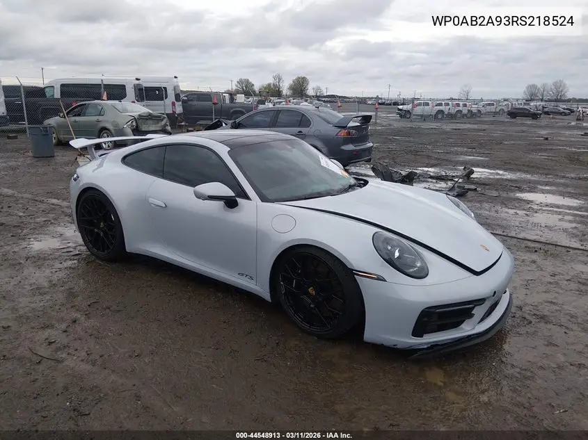2024 Porsche 911 Carrera 4 Gts/Carrera 4S/Carrera Gts/Carrera S/Dakar VIN: WP0AB2A93RS218524 Lot: 44548913