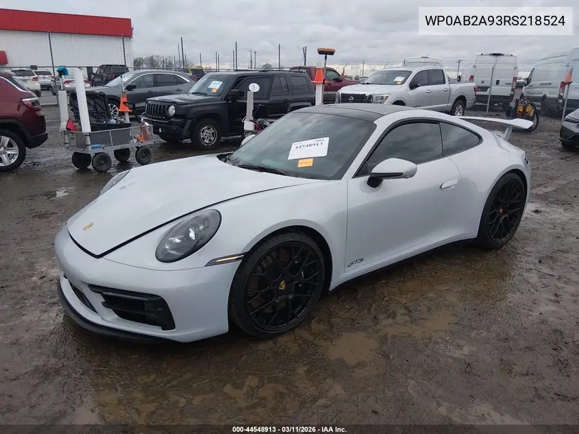 2024 Porsche 911 Carrera 4 Gts/Carrera 4S/Carrera Gts/Carrera S/Dakar VIN: WP0AB2A93RS218524 Lot: 44548913