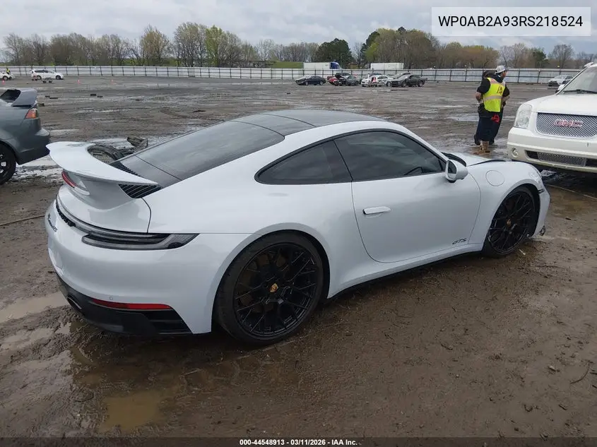 2024 Porsche 911 Carrera 4 Gts/Carrera 4S/Carrera Gts/Carrera S/Dakar VIN: WP0AB2A93RS218524 Lot: 44548913