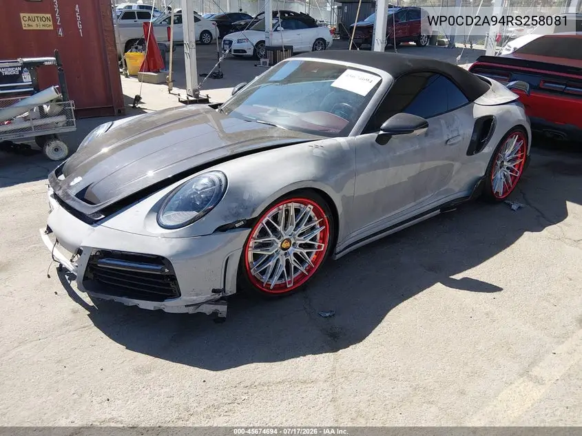 2024 Porsche 911 Turbo Cabriolet/Turbo S Cabriolet VIN: WP0CD2A94RS258081 Lot: 45674694