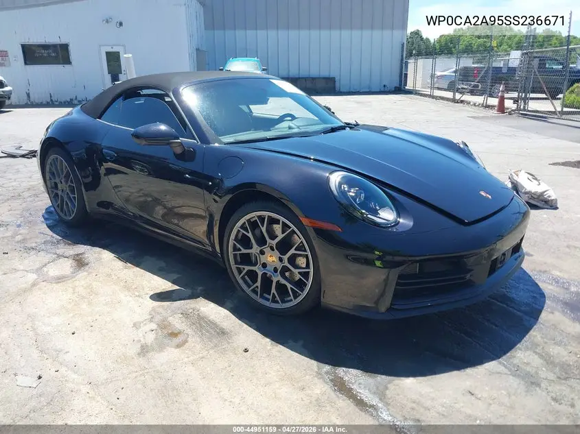 2025 Porsche 911 Carrera Cabriolet/Carrera T Cabriolet VIN: WP0CA2A95SS236671 Lot: 44951159