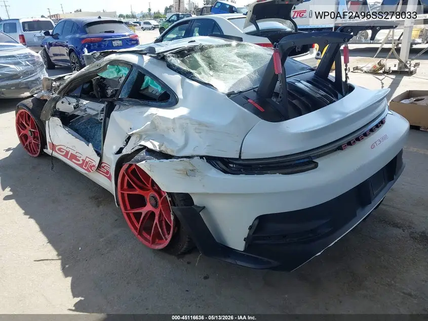 2025 Porsche 911 Gt3 Rs VIN: WP0AF2A96SS278033 Lot: 45116636