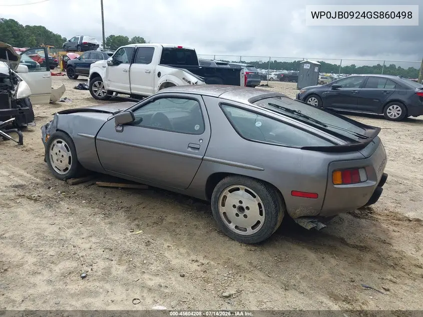 1986 Porsche 928 S VIN: WP0JB0924GS860498 Lot: 45604208
