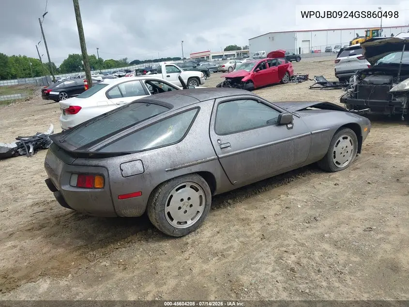 1986 Porsche 928 S VIN: WP0JB0924GS860498 Lot: 45604208