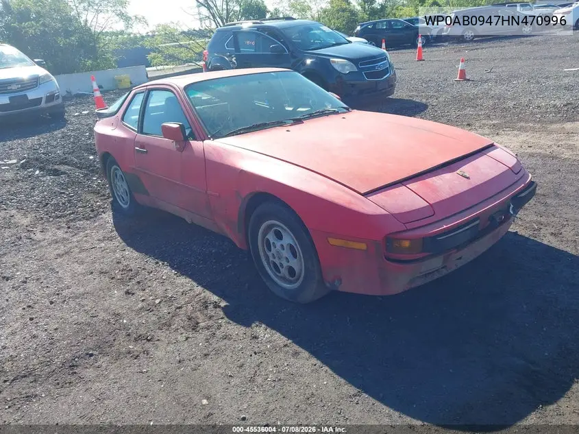 1987 Porsche 944 VIN: WP0AB0947HN470996 Lot: 45536004