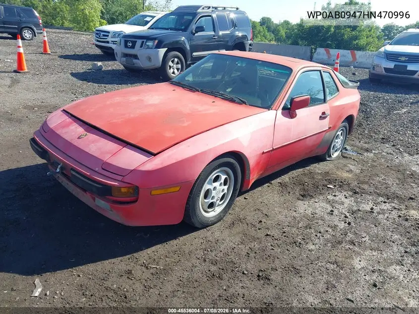 1987 Porsche 944 VIN: WP0AB0947HN470996 Lot: 45536004