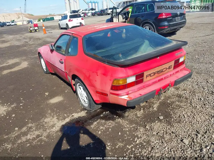 1987 Porsche 944 VIN: WP0AB0947HN470996 Lot: 45536004