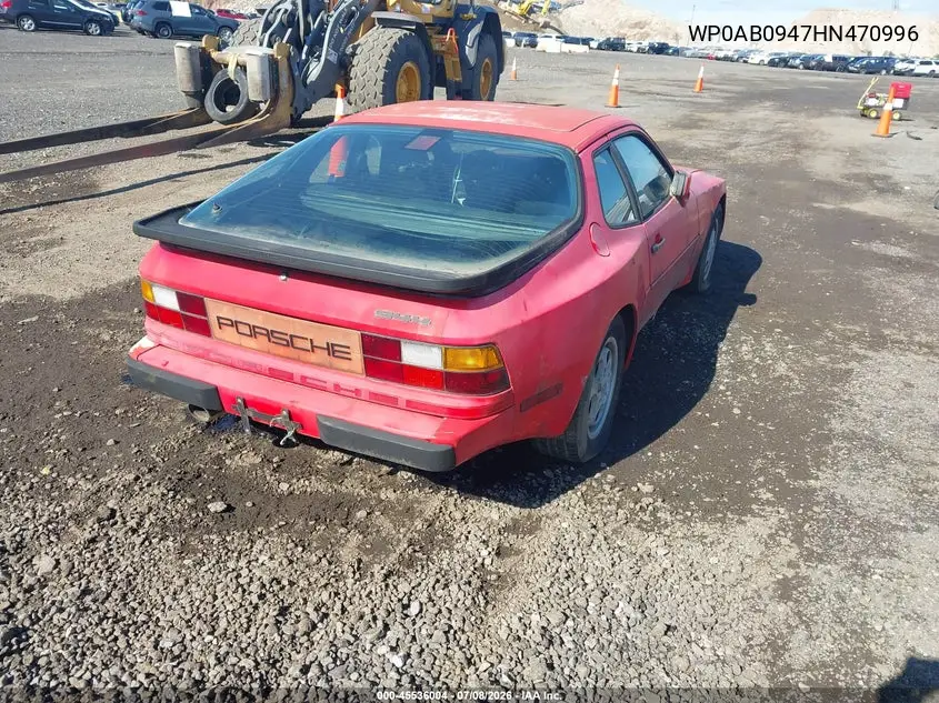 1987 Porsche 944 VIN: WP0AB0947HN470996 Lot: 45536004