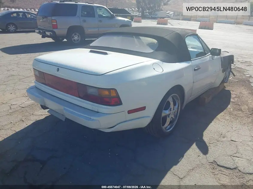 1990 Porsche 944 S VIN: WP0CB2945LN480648 Lot: 45574047