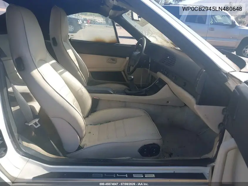 1990 Porsche 944 S VIN: WP0CB2945LN480648 Lot: 45574047