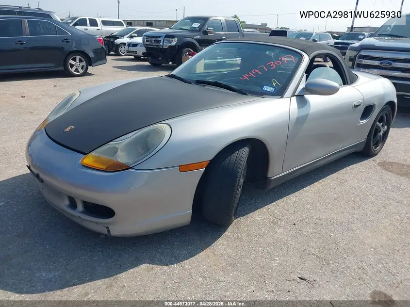 1998 Porsche Boxster VIN: WP0CA2981WU625930 Lot: 44973077