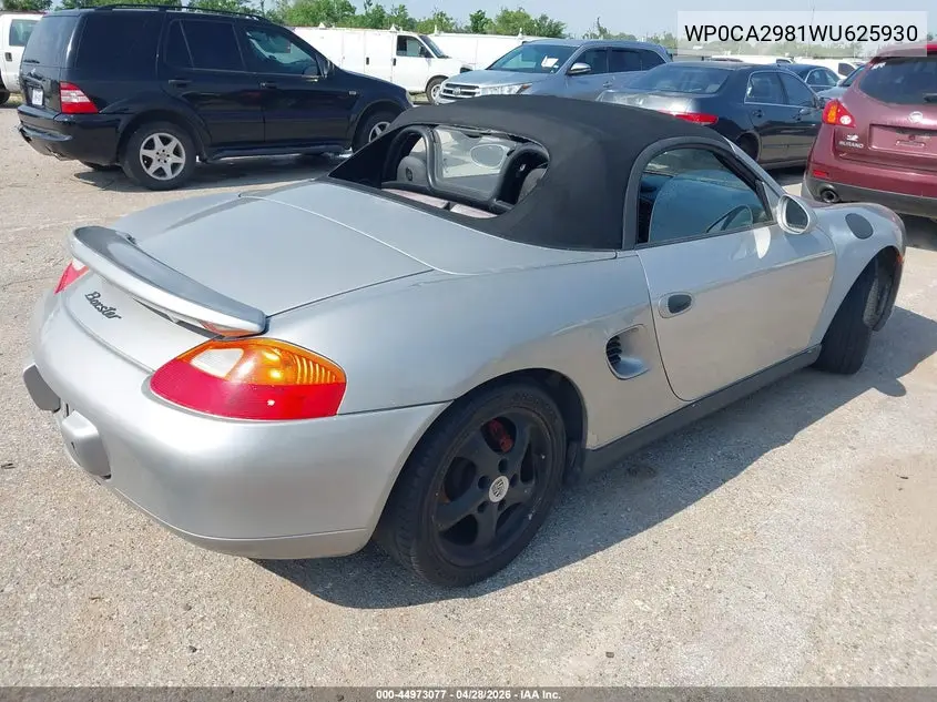 1998 Porsche Boxster VIN: WP0CA2981WU625930 Lot: 44973077