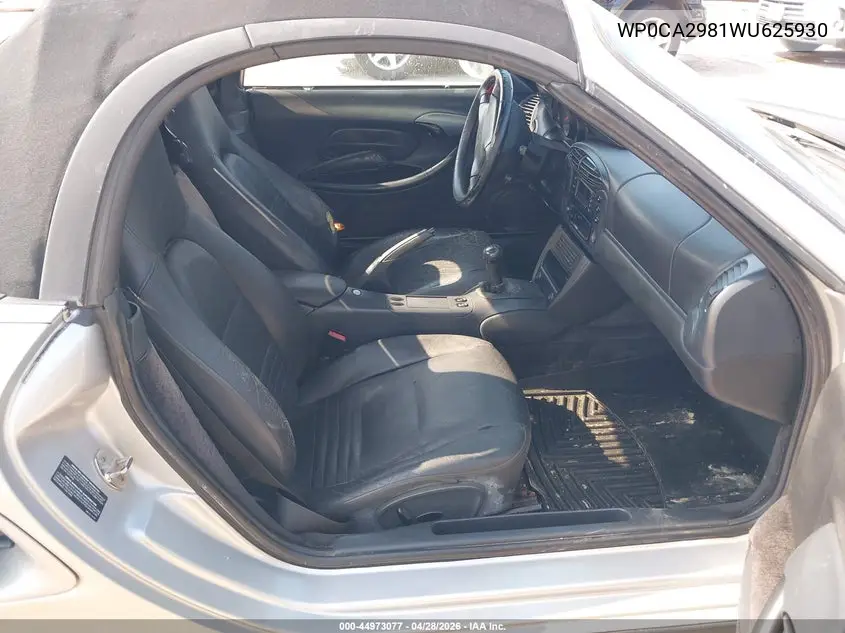 1998 Porsche Boxster VIN: WP0CA2981WU625930 Lot: 44973077