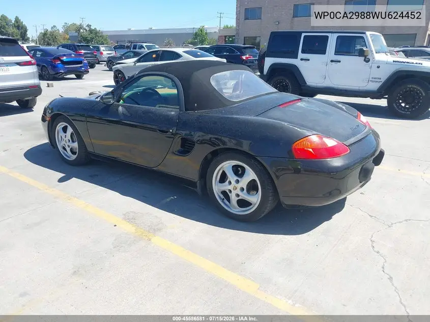 1998 Porsche Boxster VIN: WP0CA2988WU624452 Lot: 45586581