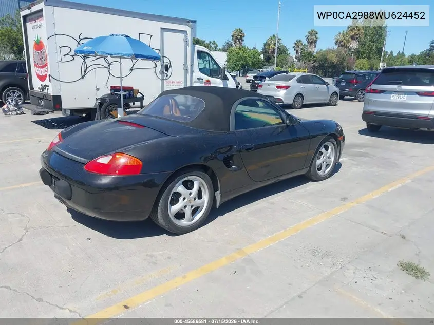 1998 Porsche Boxster VIN: WP0CA2988WU624452 Lot: 45586581