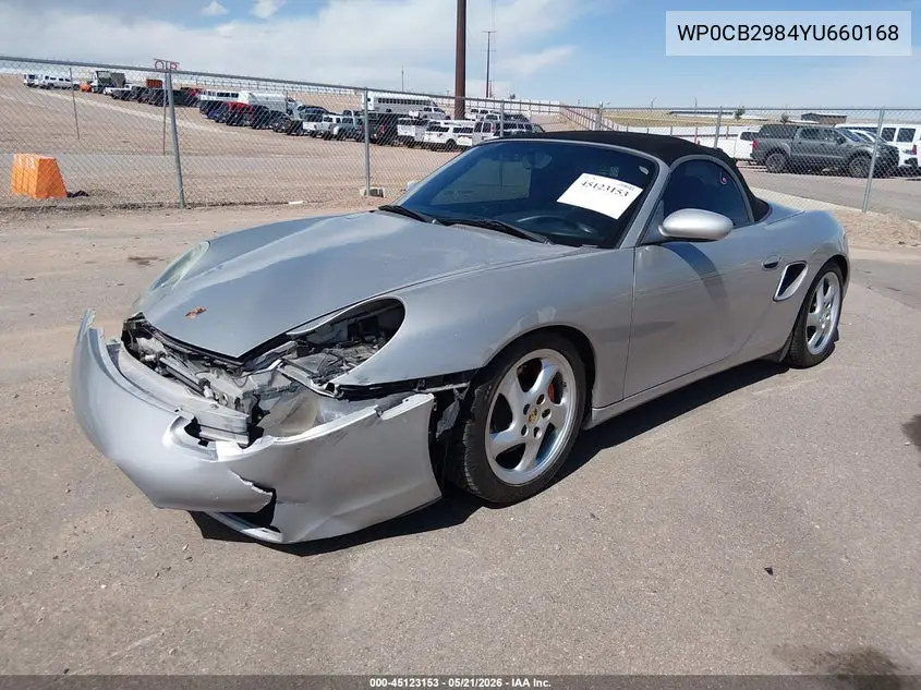 2000 Porsche Boxster S VIN: WP0CB2984YU660168 Lot: 45123153