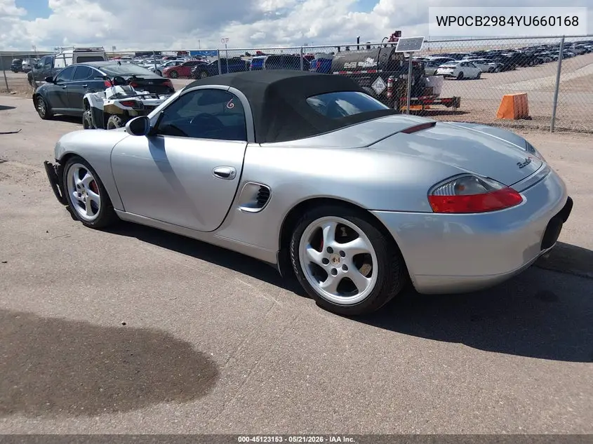 2000 Porsche Boxster S VIN: WP0CB2984YU660168 Lot: 45123153