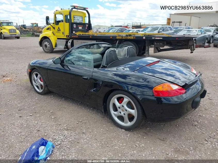 2000 Porsche Boxster S VIN: WP0CB2985YU663886 Lot: 45241789