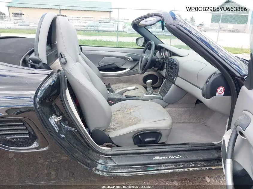 2000 Porsche Boxster S VIN: WP0CB2985YU663886 Lot: 45241789