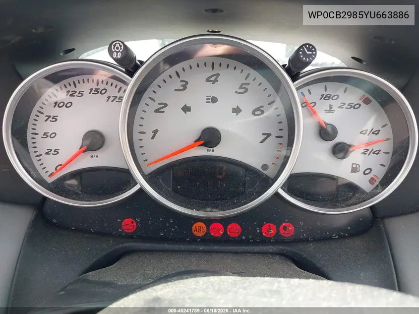 2000 Porsche Boxster S VIN: WP0CB2985YU663886 Lot: 45241789