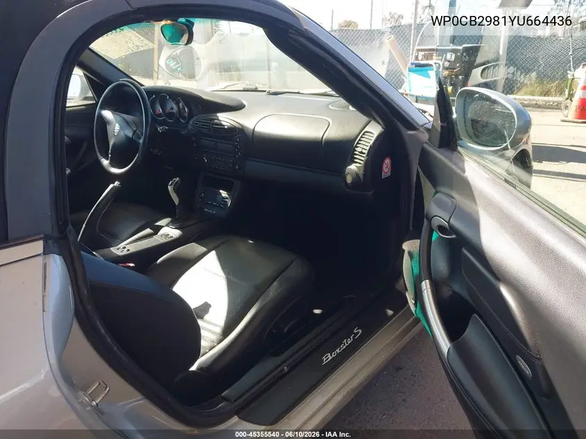 2000 Porsche Boxster S VIN: WP0CB2981YU664436 Lot: 45355540