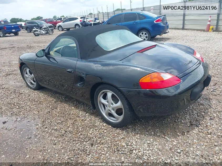 2000 Porsche Boxster VIN: WP0CA2981YU624196 Lot: 45388287