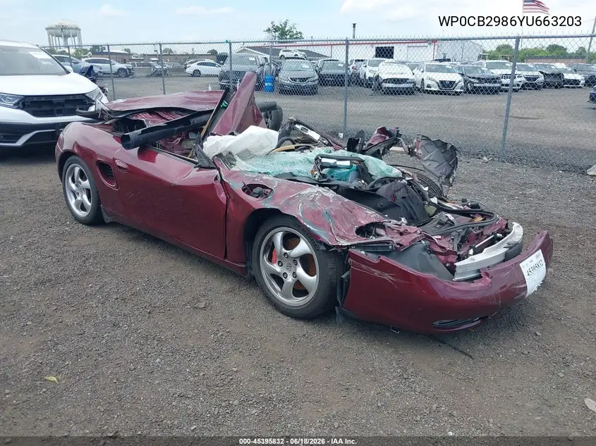 2000 Porsche Boxster S VIN: WP0CB2986YU663203 Lot: 45395832