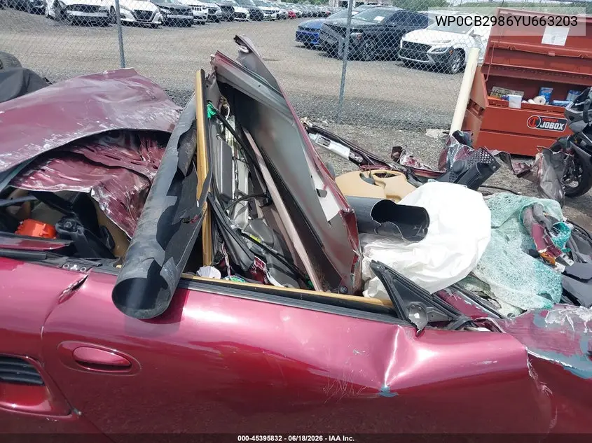 2000 Porsche Boxster S VIN: WP0CB2986YU663203 Lot: 45395832